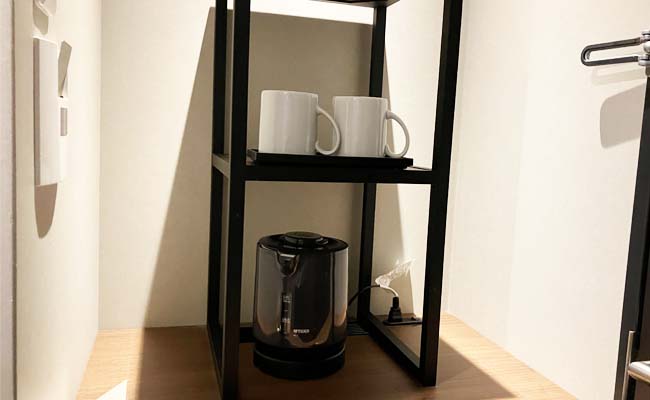 ケトル有り。コーヒーやお茶でほっと一息